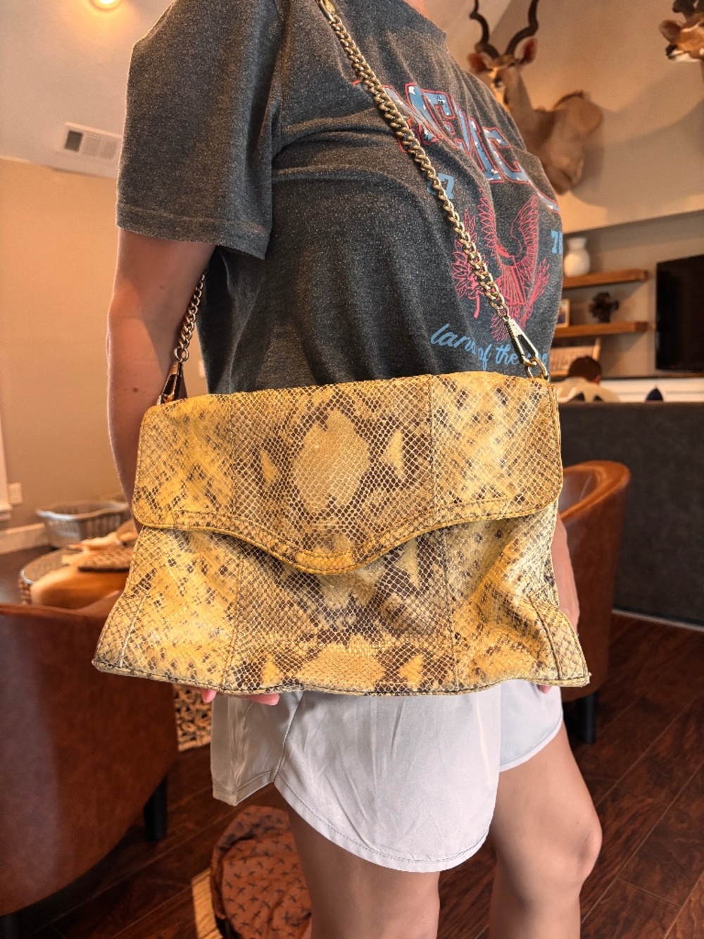 Rebecca Minkoff Snakeskin Embossed Shoulder Bag